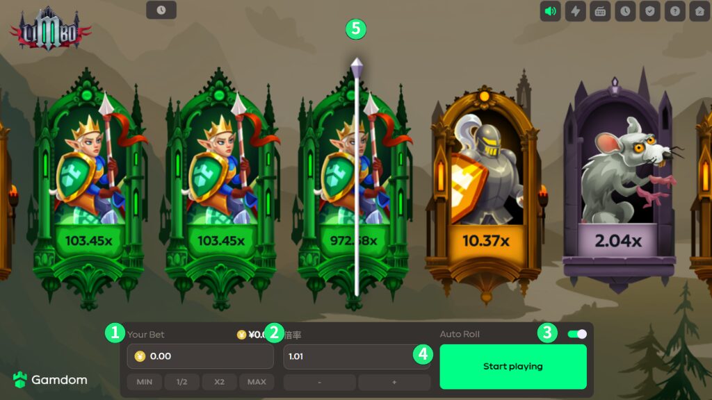 ガンダムカジノオリジナルゲーム『リンボ』のオートプレイ画面